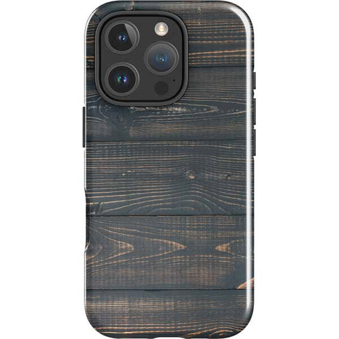 Black Painted Wood iPhone 16 Pro Impact Case